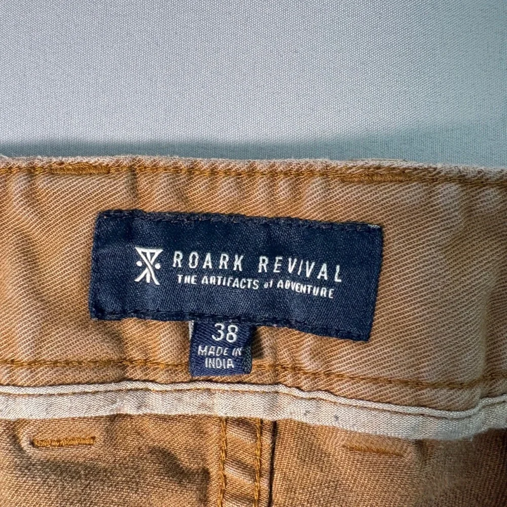 Roark Revival Men Brown Chino Pants Straight Leg Cotton Twill Size 38 SKU 264